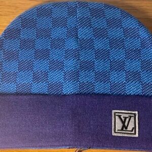 Louis Vuitton Blue and Purple Checkered Beanie